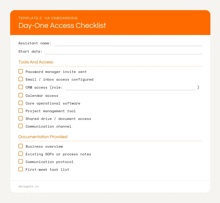 Template 2: Day-One Access Checklist
