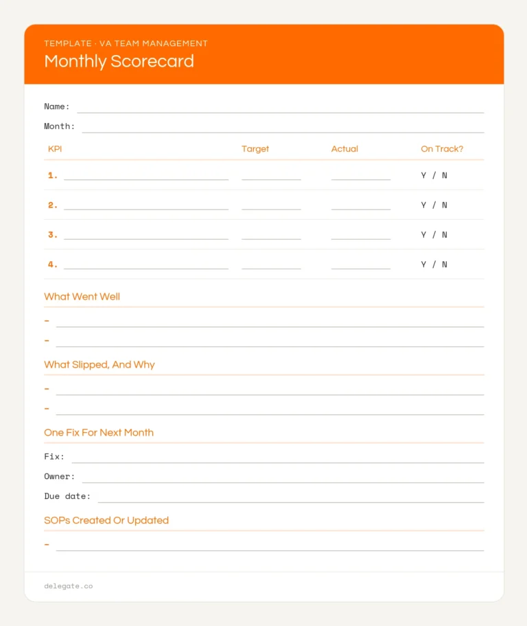 Monthly Scorecard
